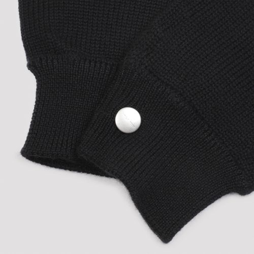 Virgin-wool fingerless gloves - Black