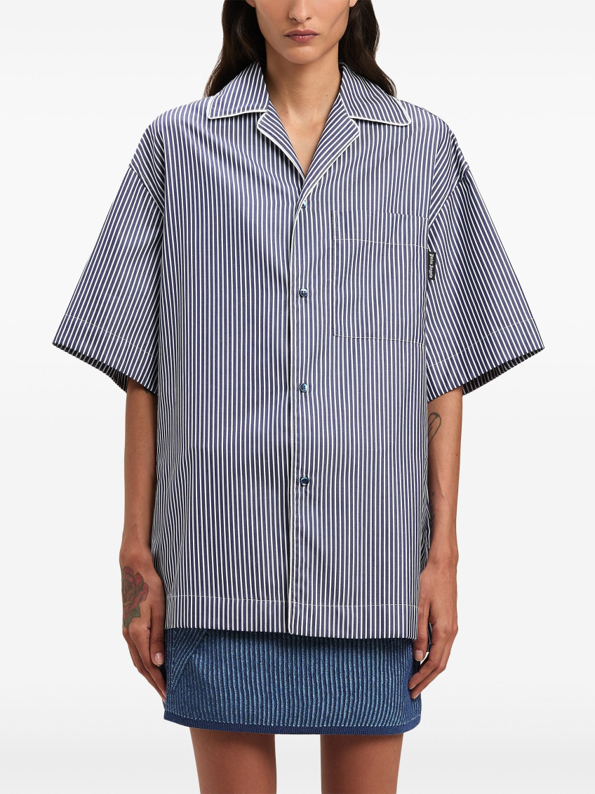 Logo-print striped shirt - Blue