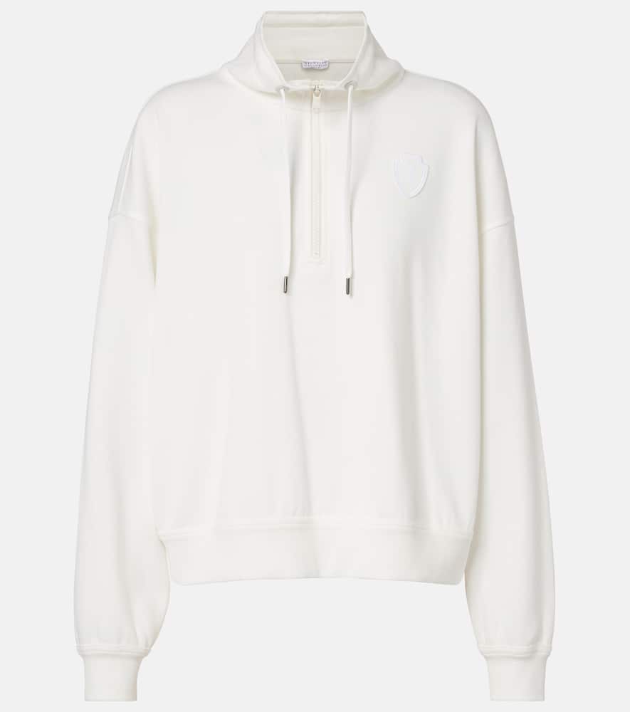 Cotton-blend zip-up sweatshirt