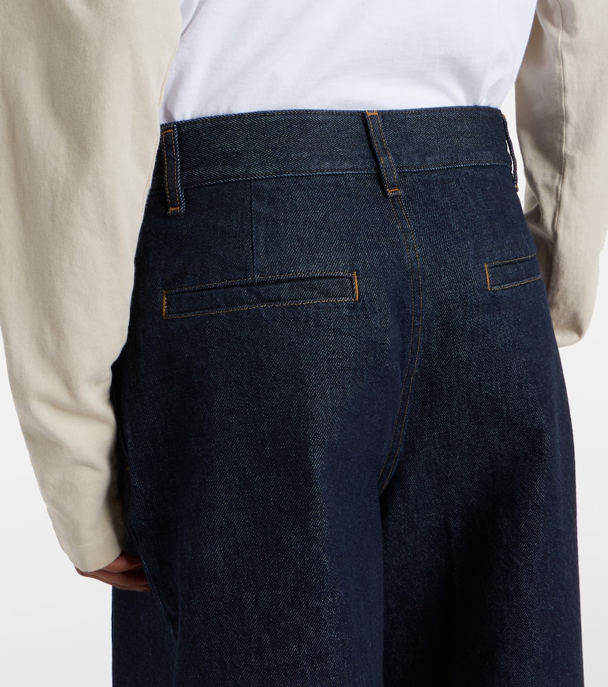 Tailored low-rise denim wide-leg shorts