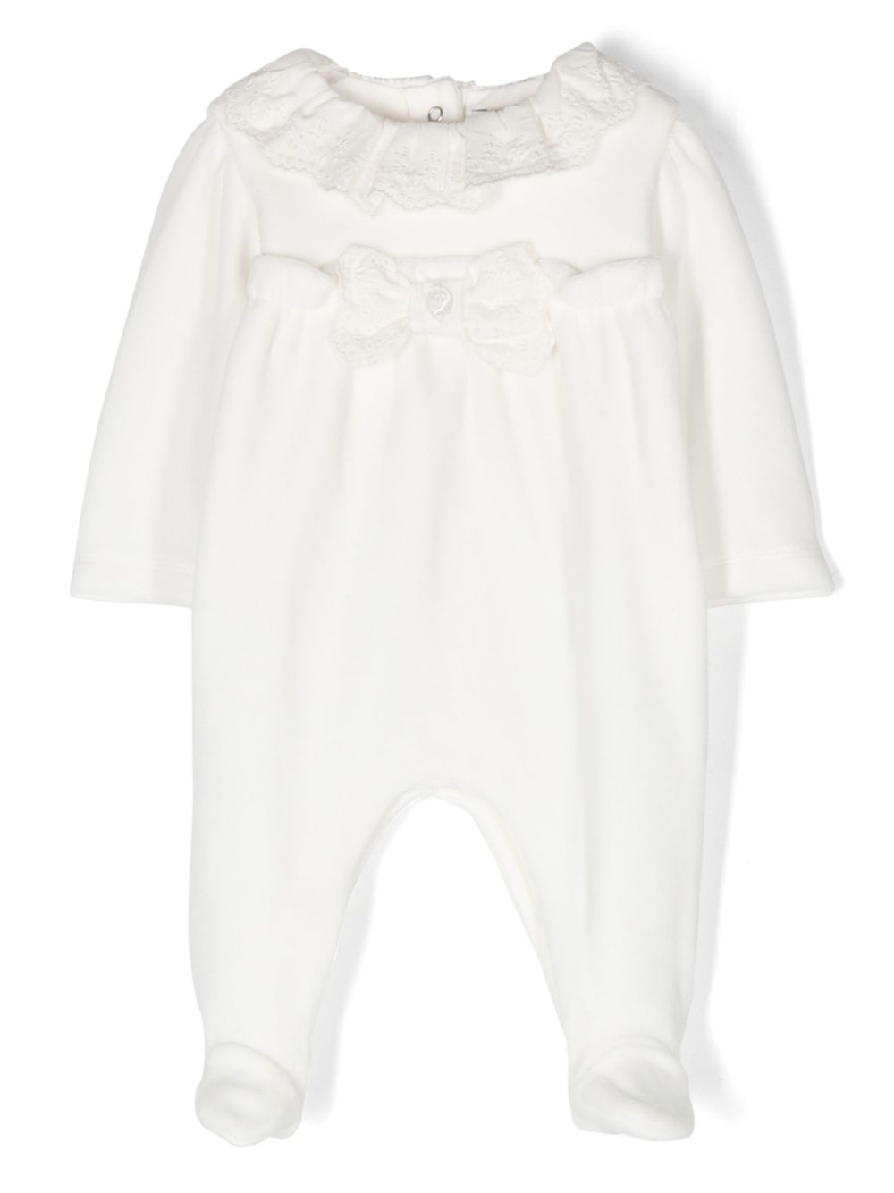 Embroidered-edge ruffle-collar pajamas - White