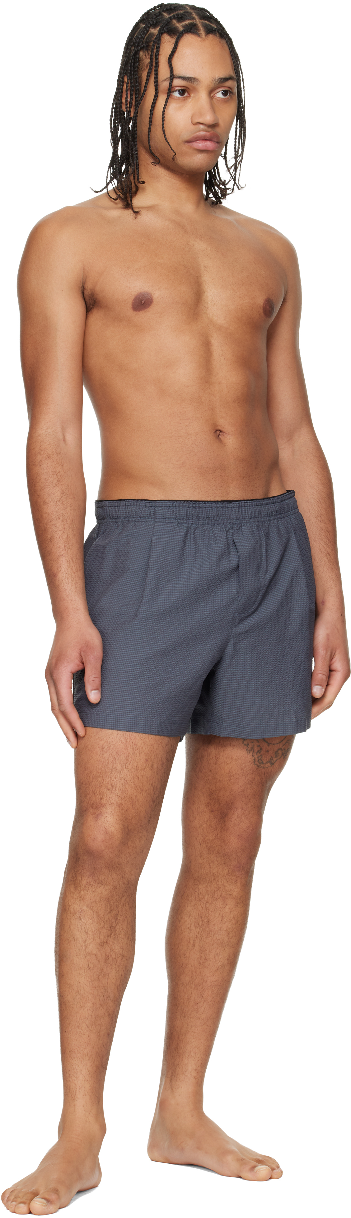 Gray Boxer Swim Shorts