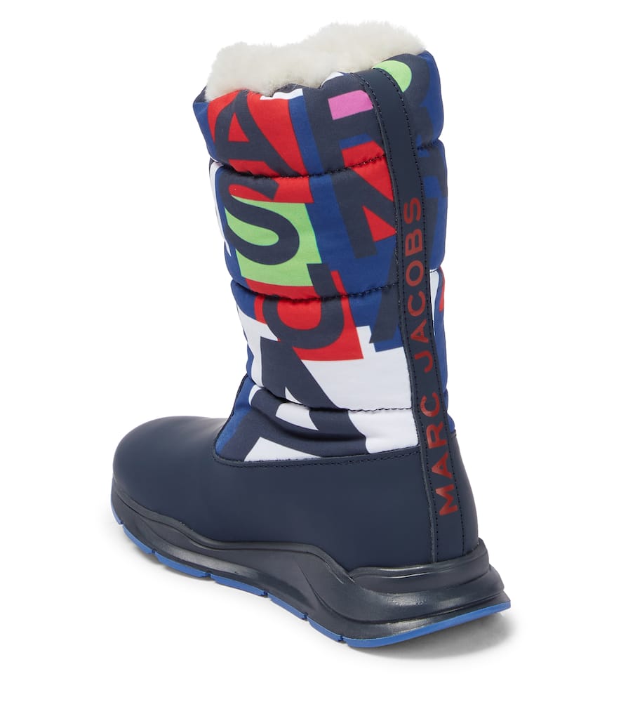 Printed leather snow boots