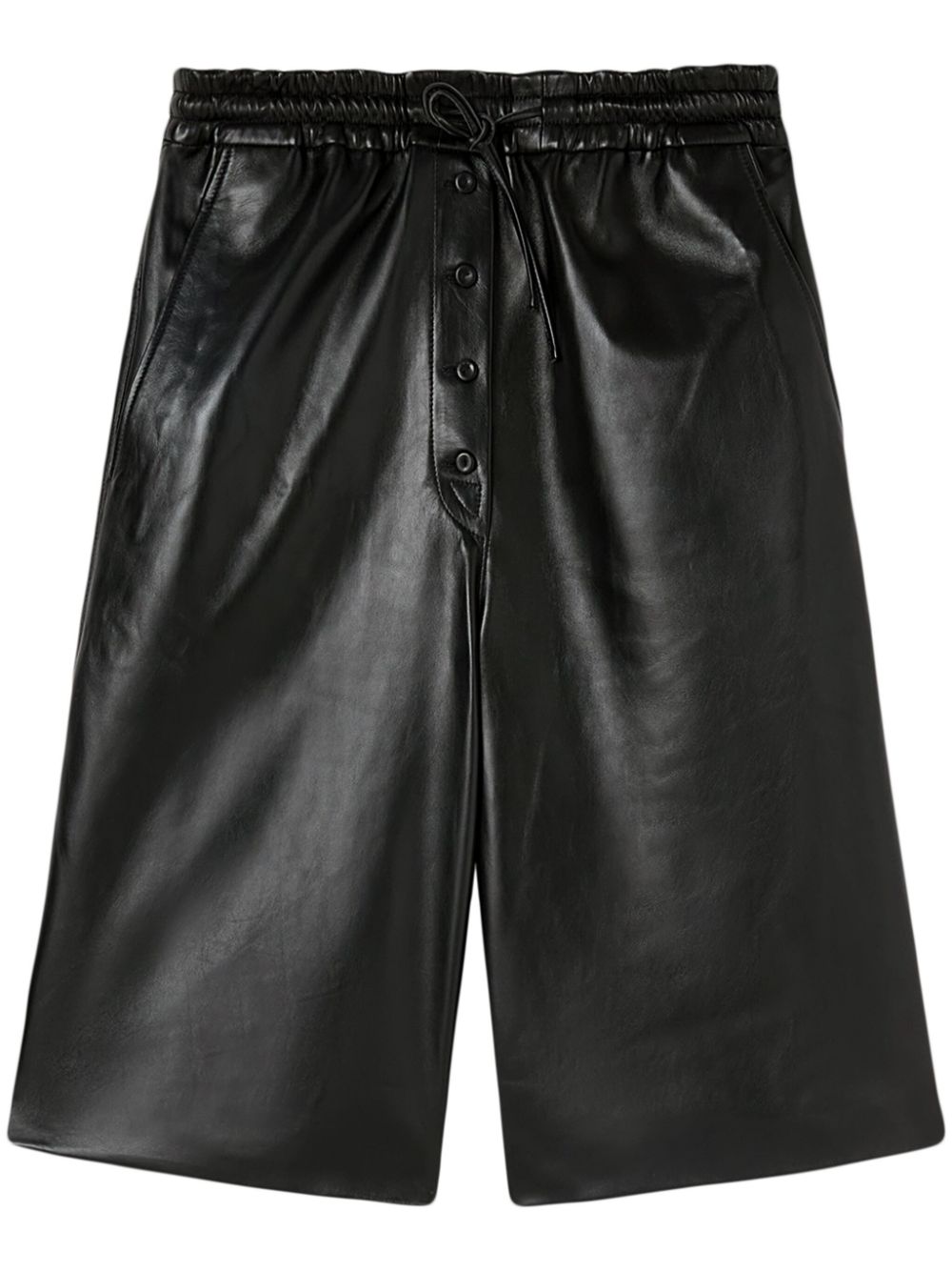 Lambskin leather Bermuda shorts - Black