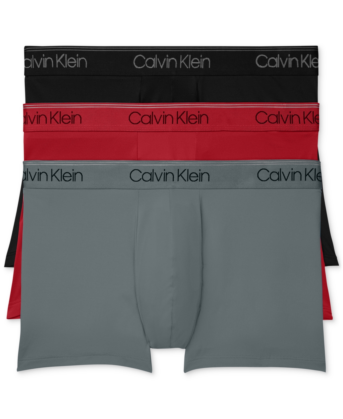 Men's 3-Pack Microfiber Stretch Low-Rise Trunk Underwear - Black/Convoy/Red