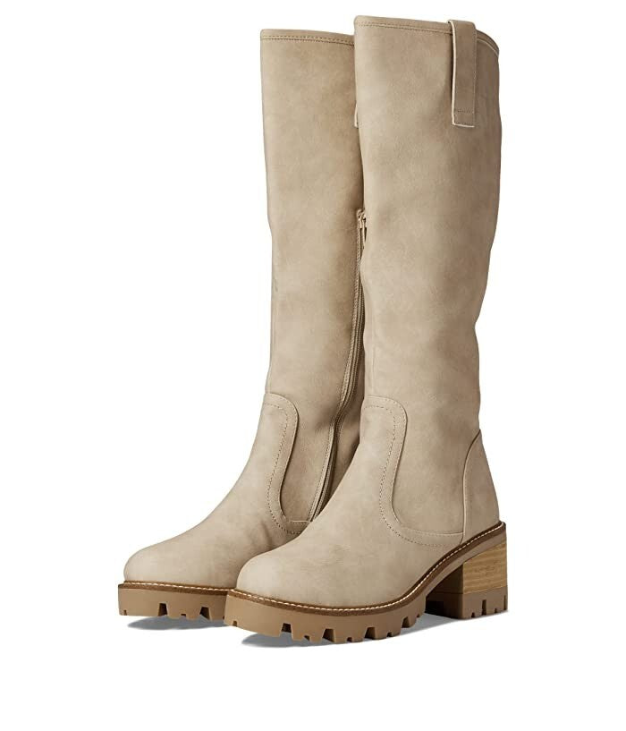 Mya Boots Women's US 9.5 Beige Block Heel Knee High Riding ZPO3486