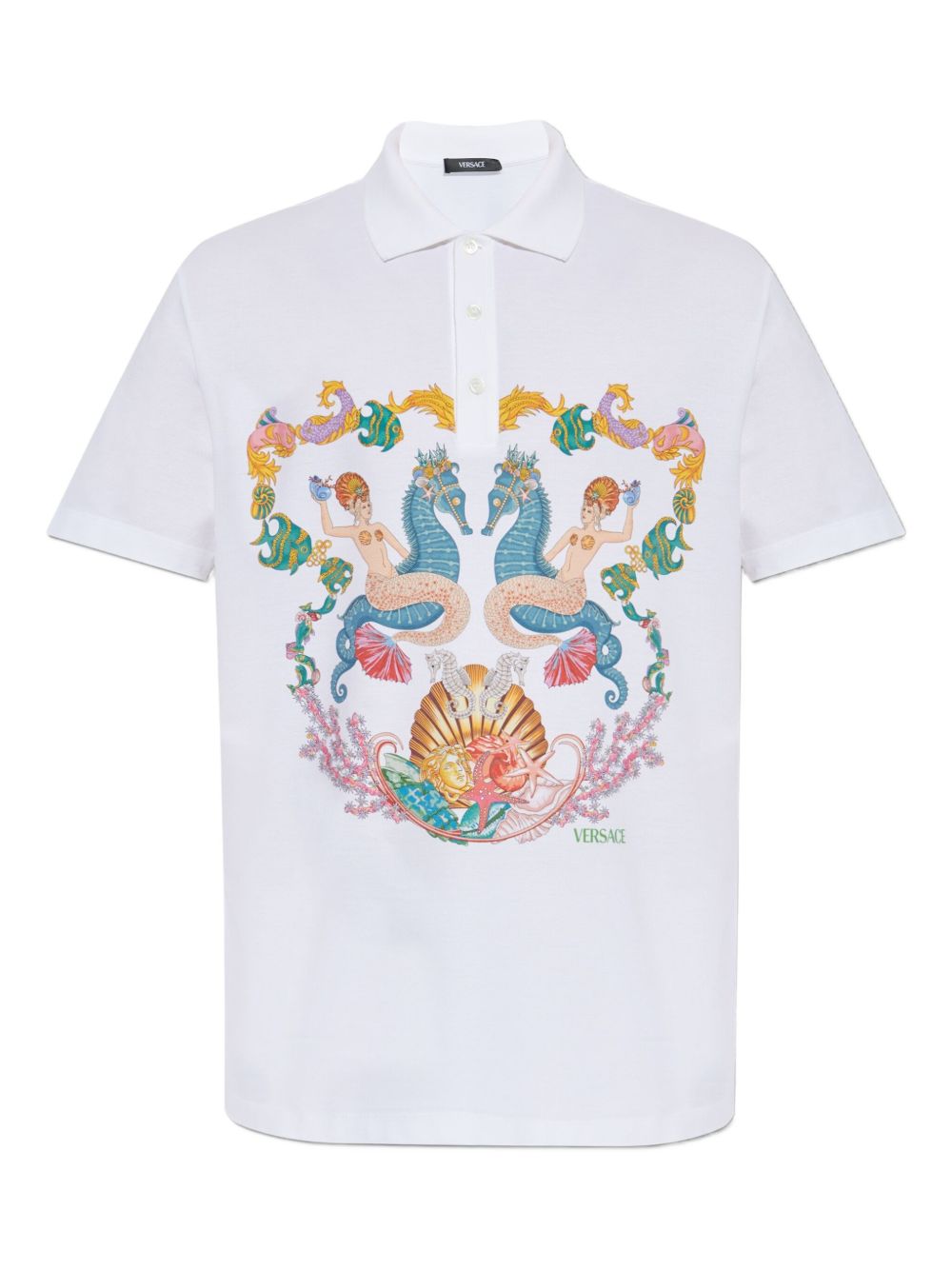 Graphic-print polo shirt - White