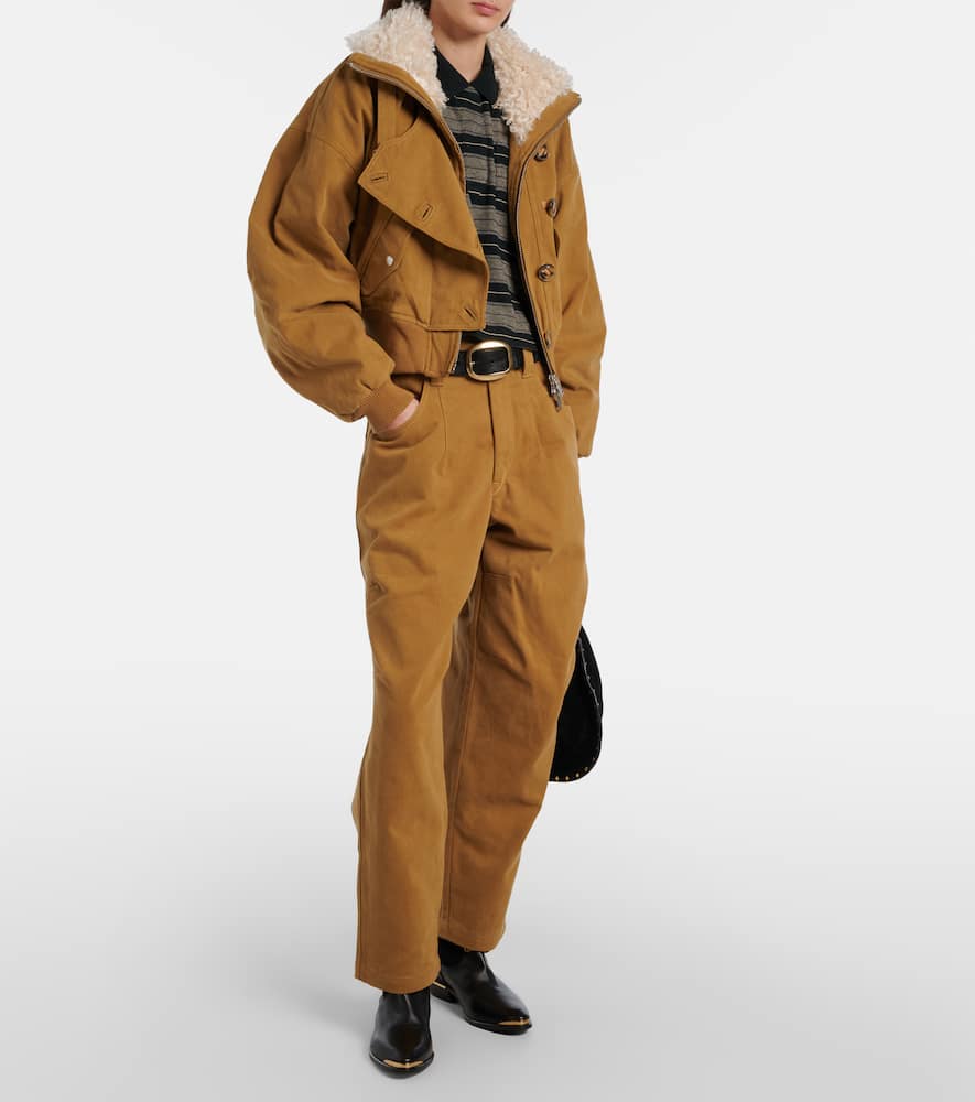 Opalyna cotton twill wide-leg pants