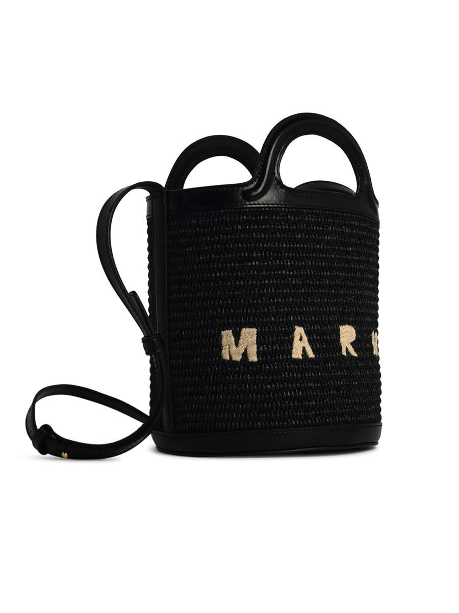 'Tropicalia' Black Straw Blend Bag