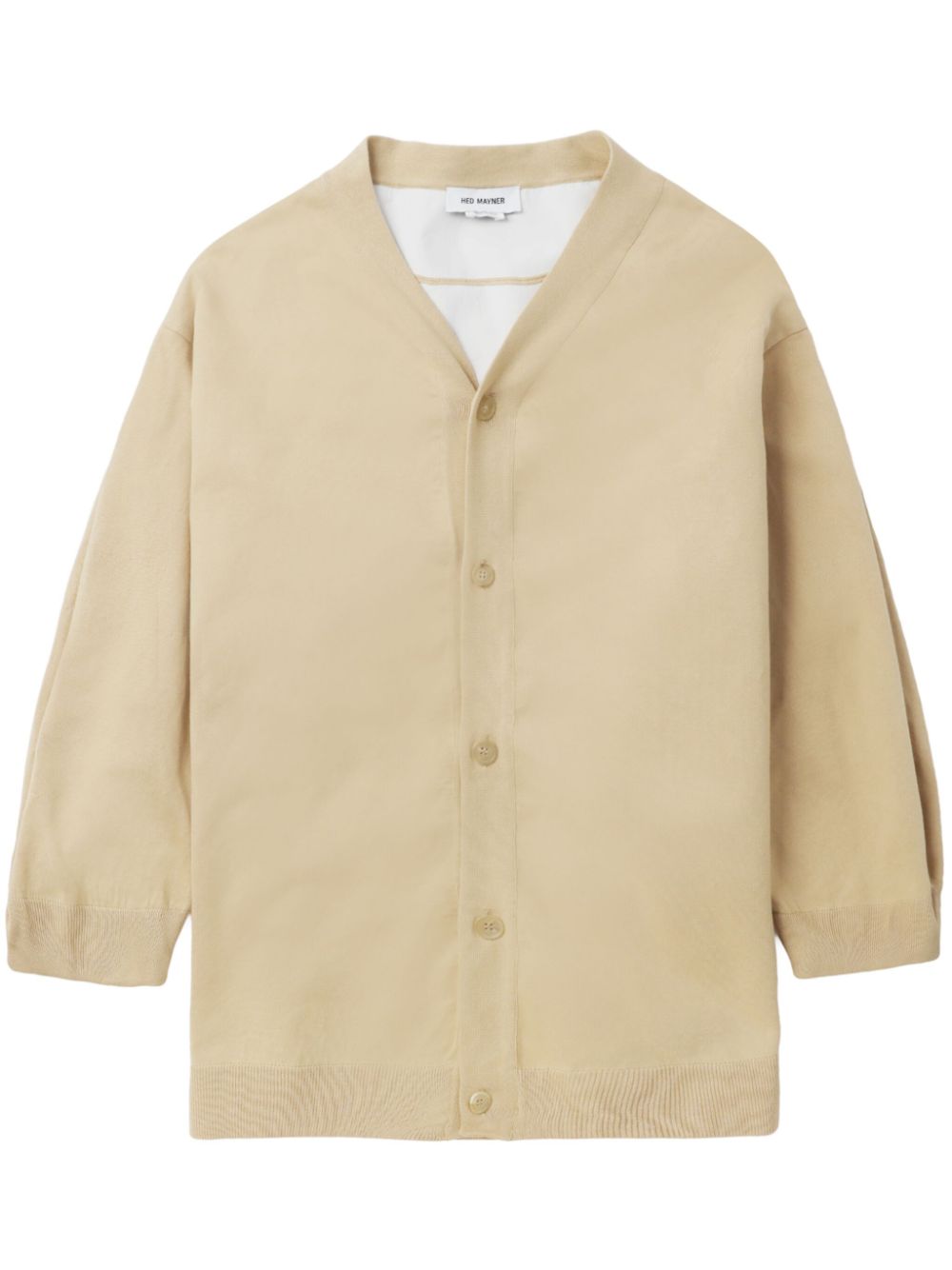 V-neck cotton cardigan - Neutrals