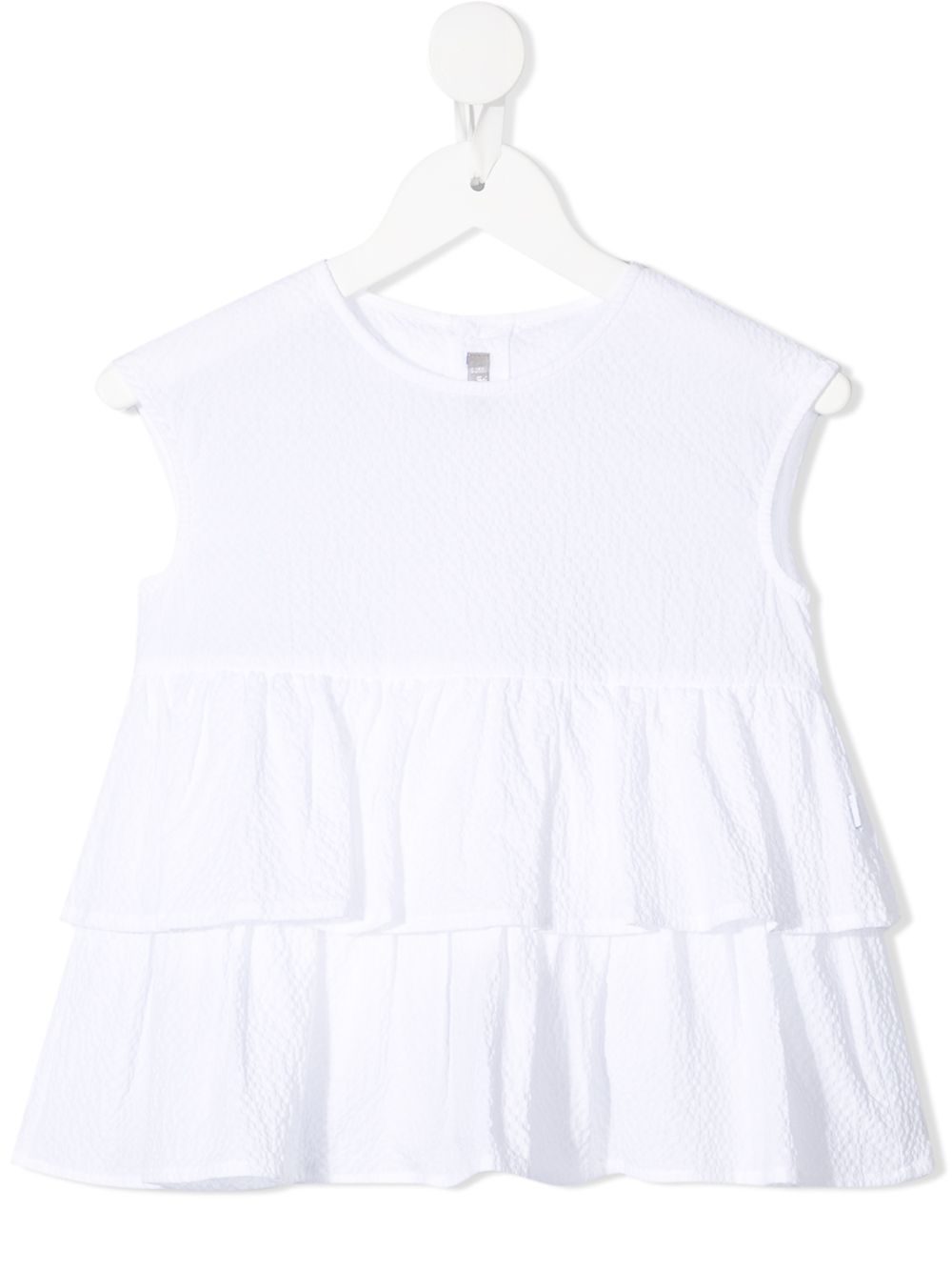 Ruffle-trim sleeveless blouse - White