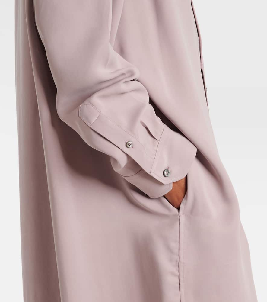 Turtleneck mesh-trimmed shirt dress