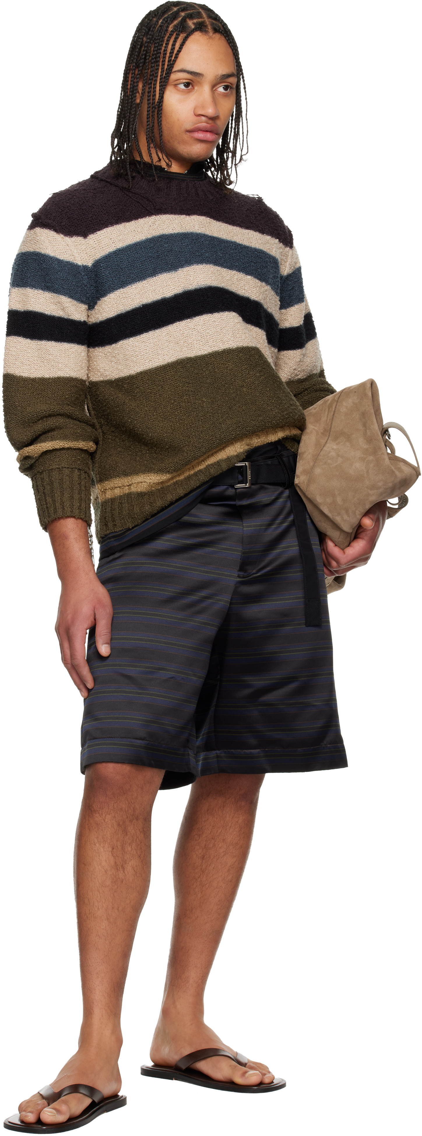 Navy Horizontal Stripe Shorts
