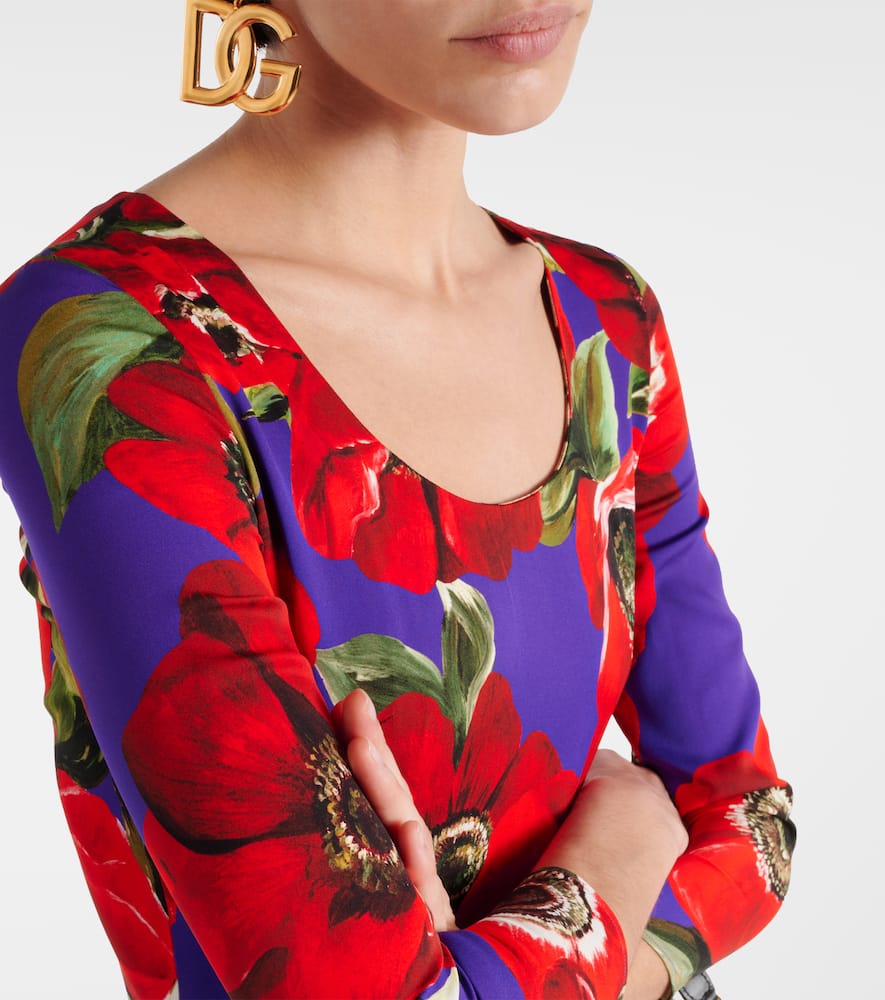 Floral silk-blend midi dress