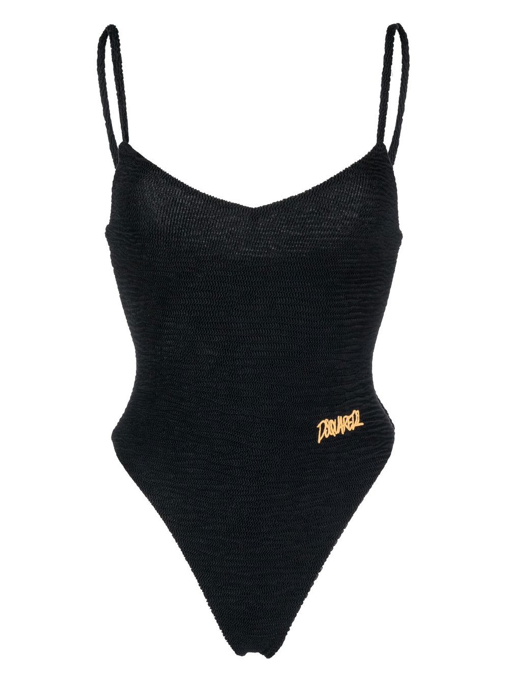 Textured logo-embroidered swimsuit - Blue