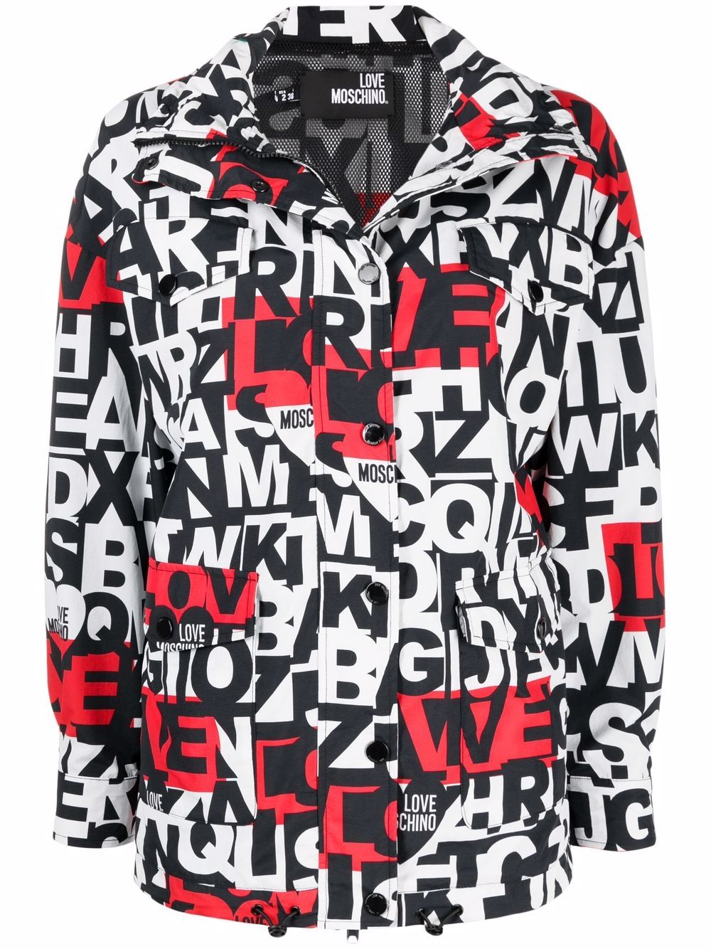 Alphabet-print jacket - Black