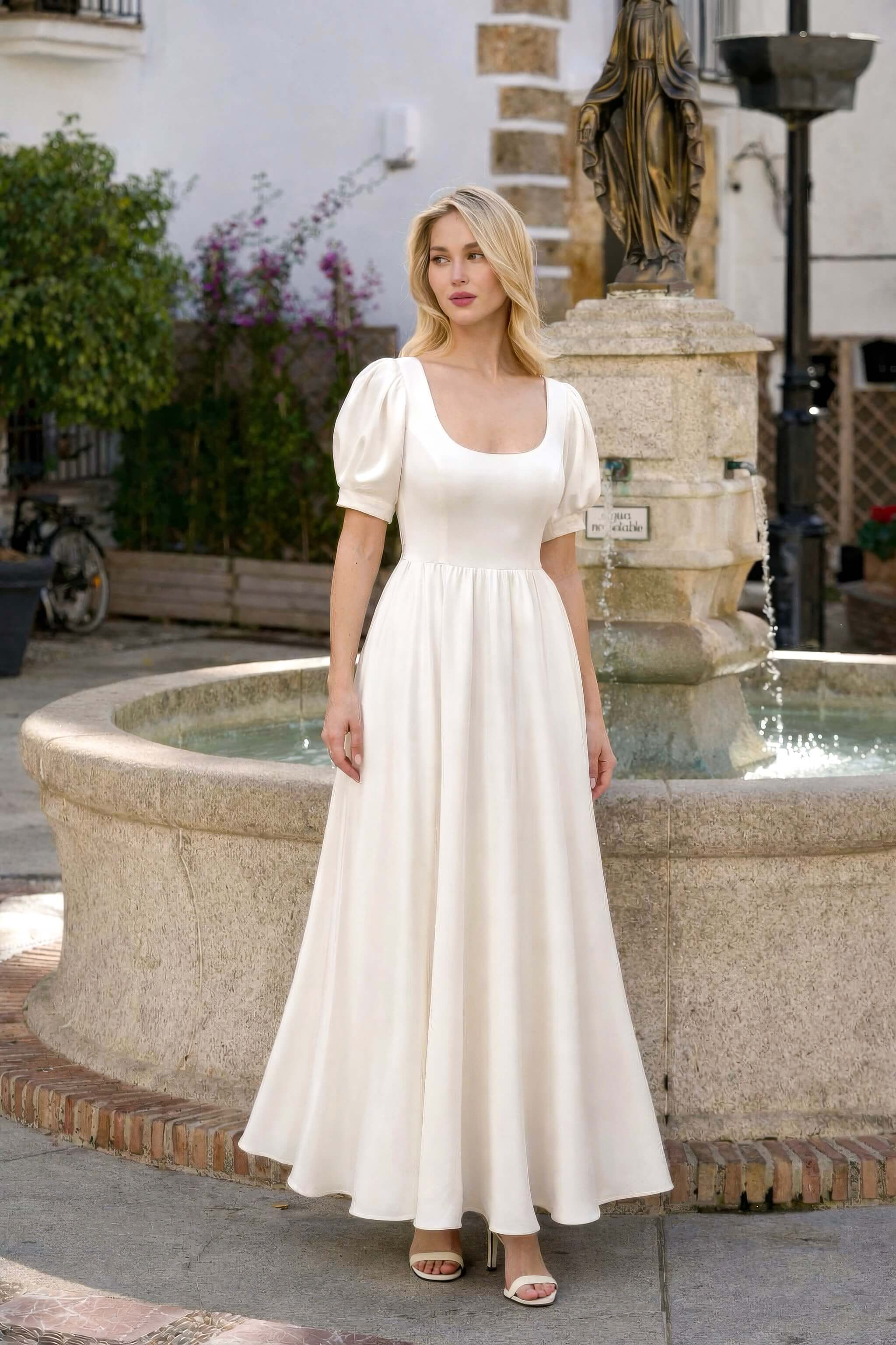 Cream Silk Dress Lenora