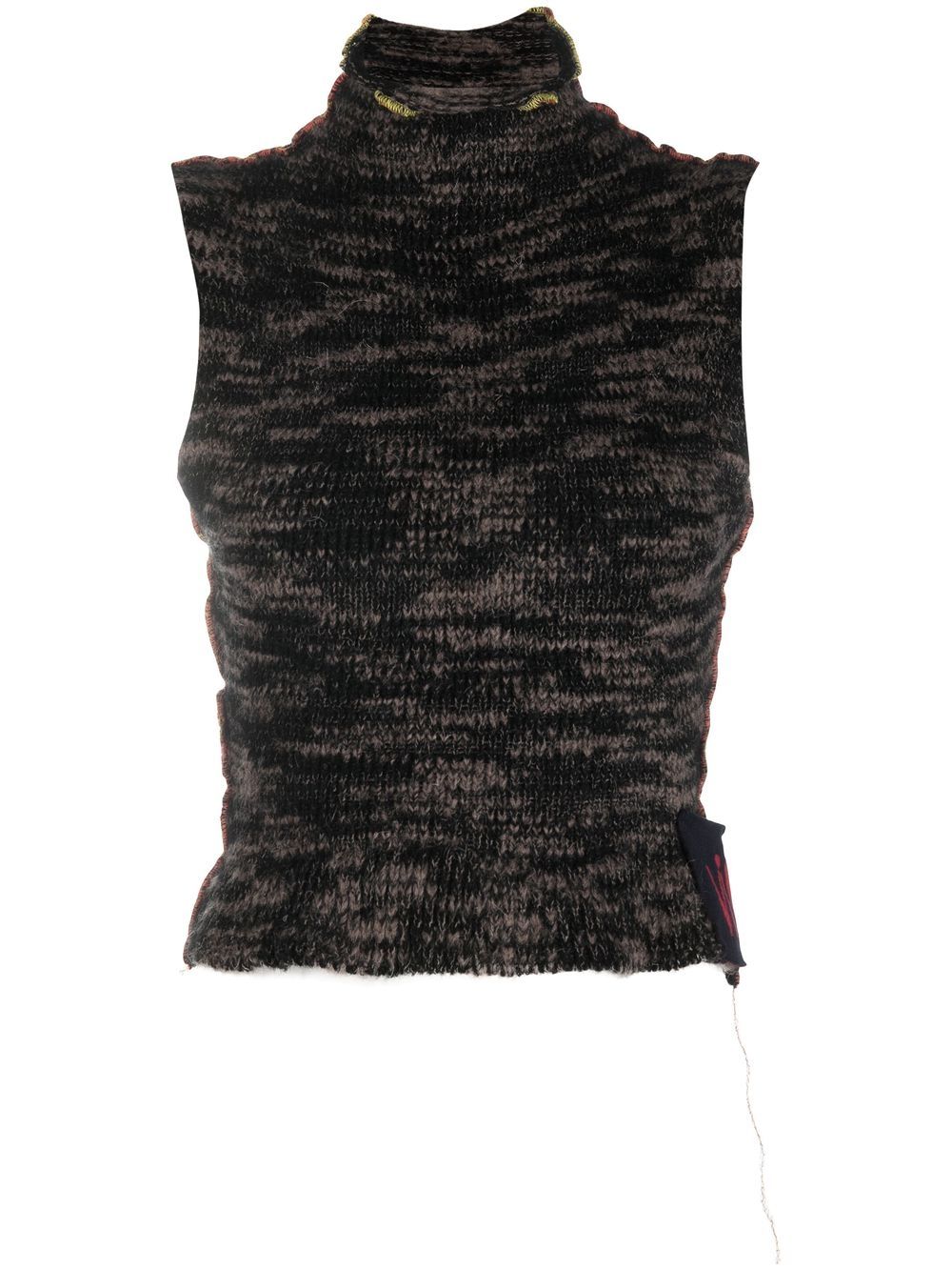 Melange-effect sleeveless top - Brown
