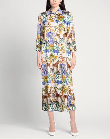 Woman Midi dress White Size 8 Silk, Elastane