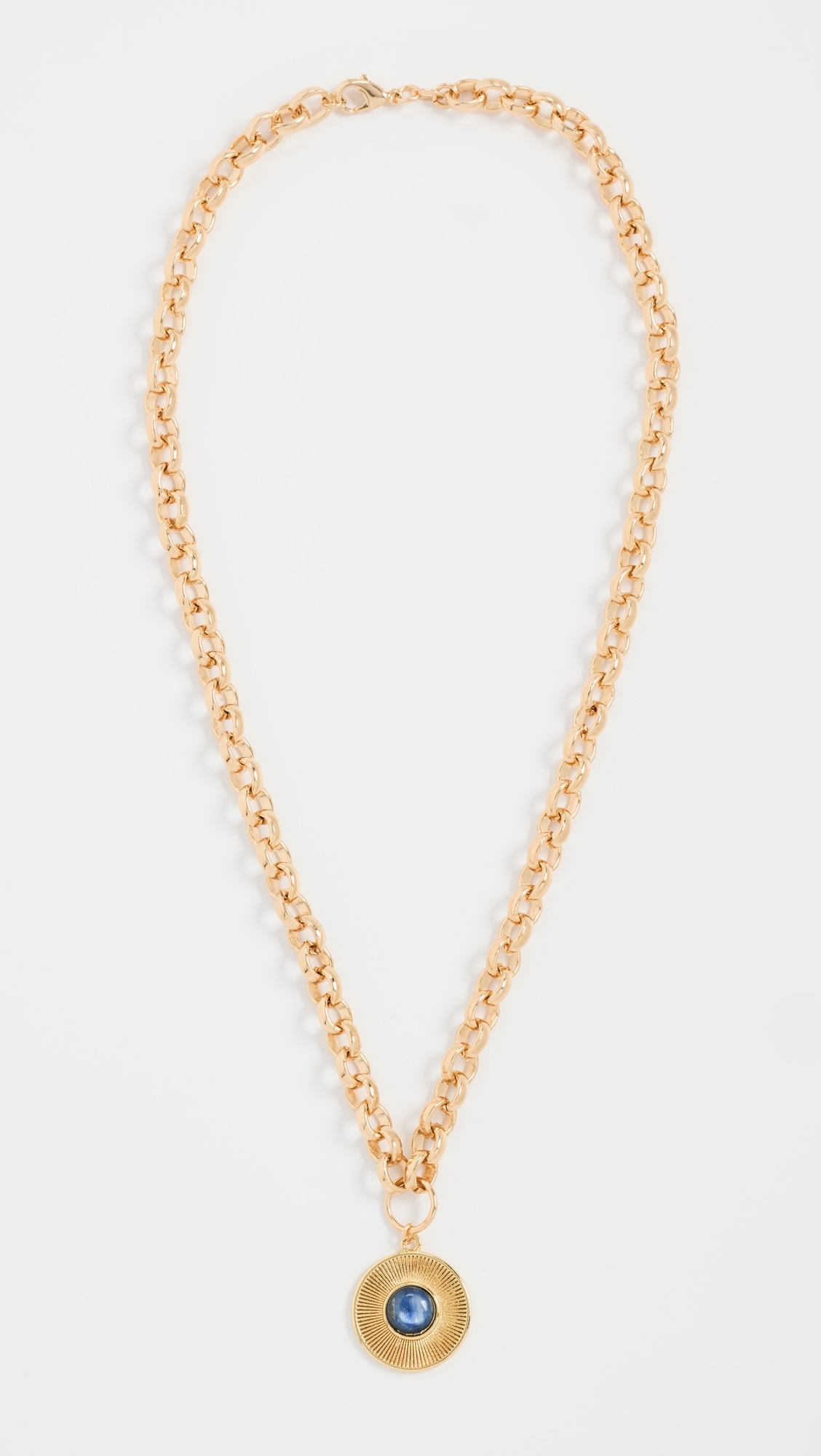 Blue Tiger Eye Sunburst Necklace Yellow Gold One Size