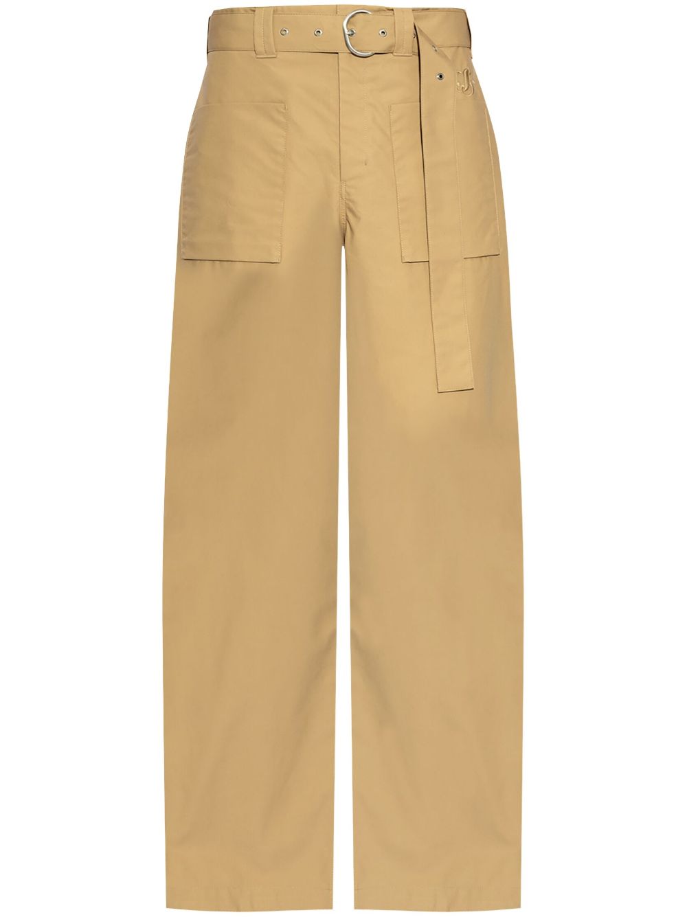 Belted-waist organic cotton trousers - Blue