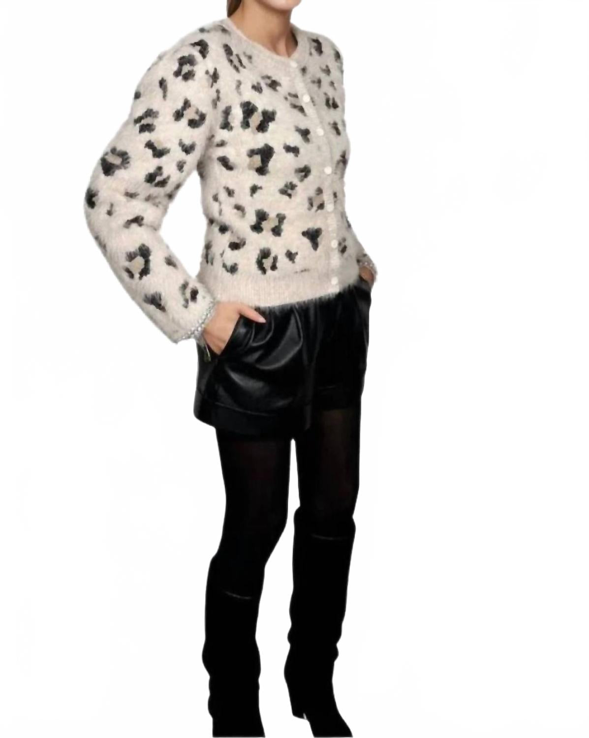 Knit Cardigan With Diamond Appliqué In Unica