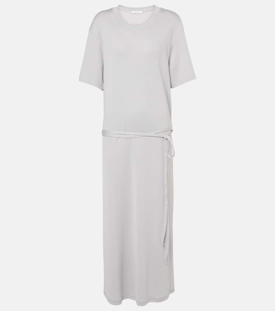 Belted cotton jersey maxi dress