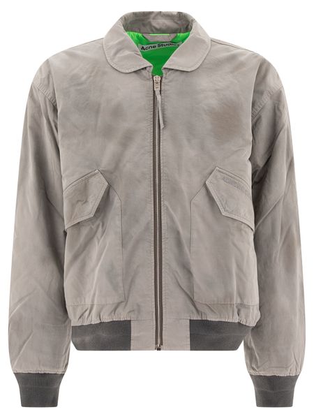 Acne Studios Logo Embroidered Zip-Up Bomber Jacket