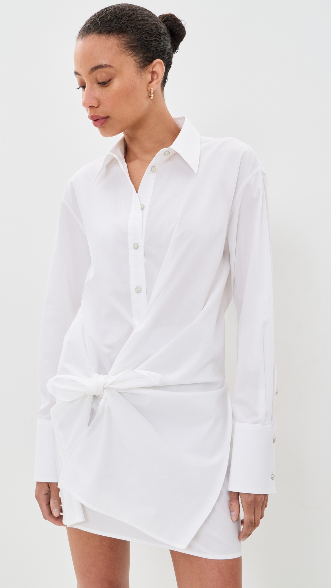 Knot Shirt Dress White