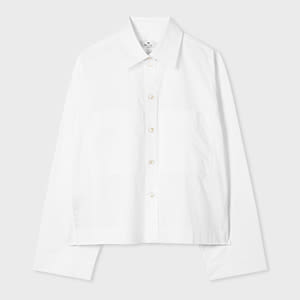 Women's Cropped Cotton White Shirt