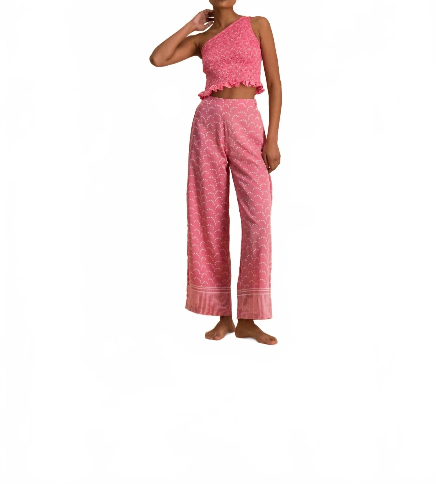Tara Silk Blend Top In Bubblegum Dot