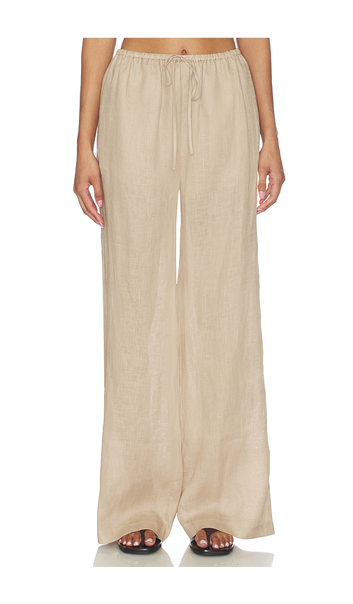 FRAME The Linen Lounge Pant in Beige. L. Also in M