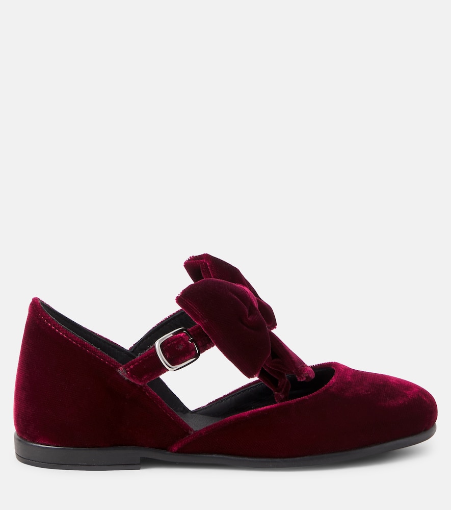 PèPè Bow-detail velvet ballet flats