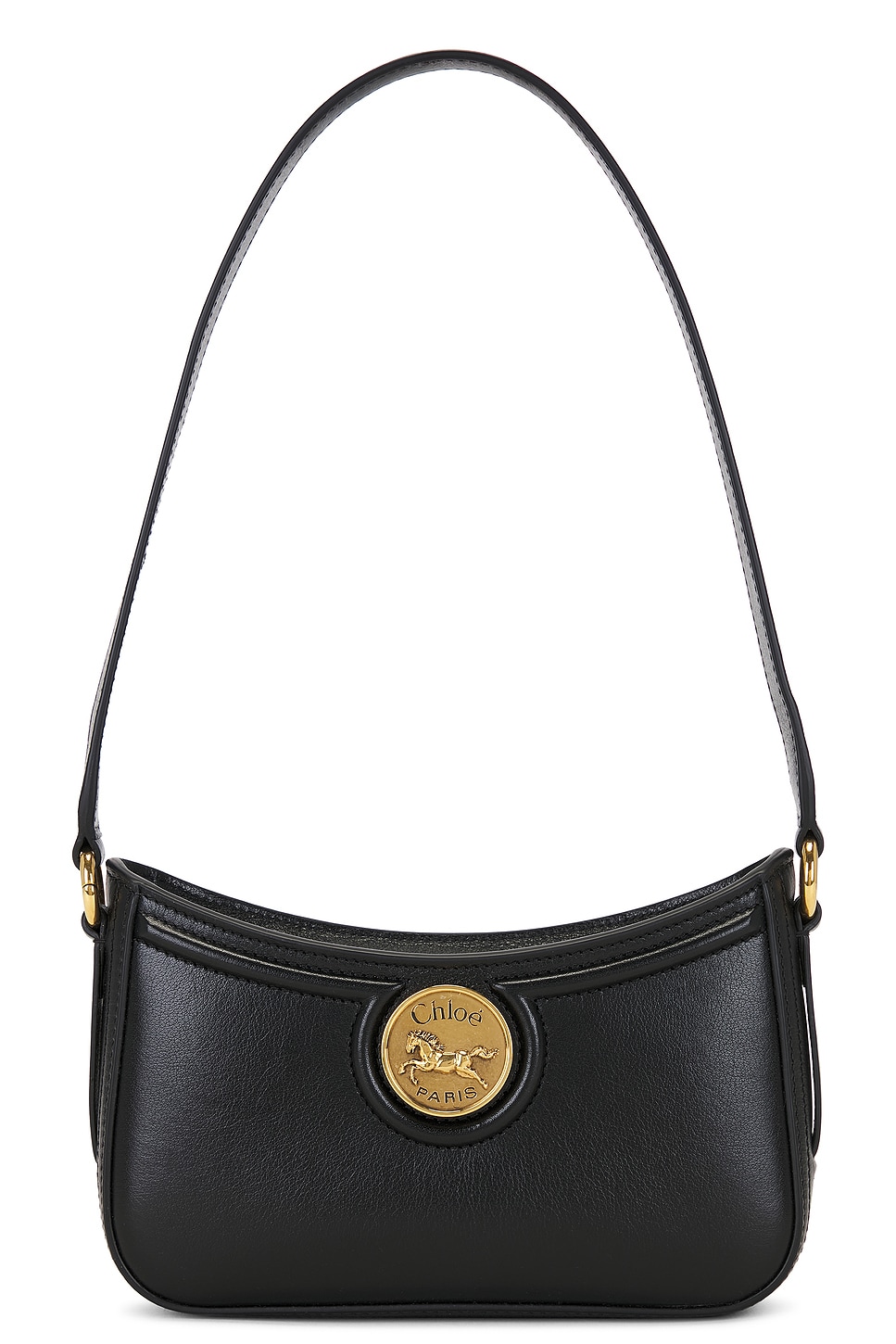 Chloe Horse Medal Shoulder Bag in Black - Black. a
