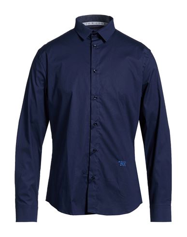 Man Shirt Navy Size 16 Cotton, Elastic fibres