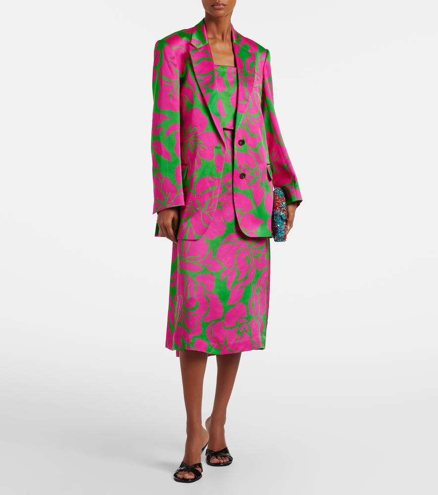 Floral satin blazer