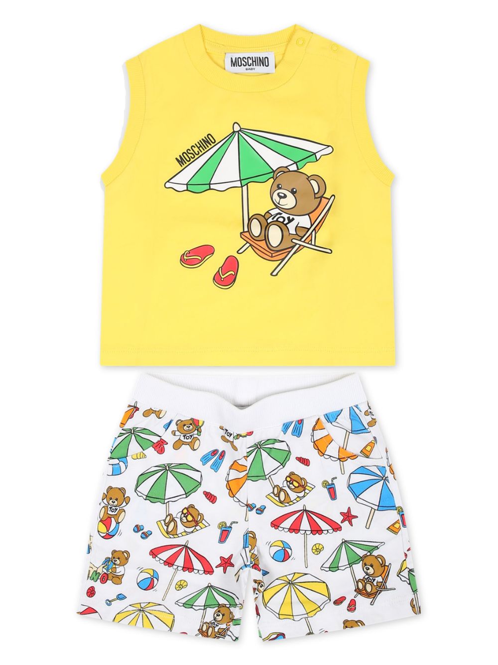 Graphic-print cotton shorts set - Yellow