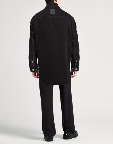 Man Denim outerwear Black Size S Cotton, Calfskin