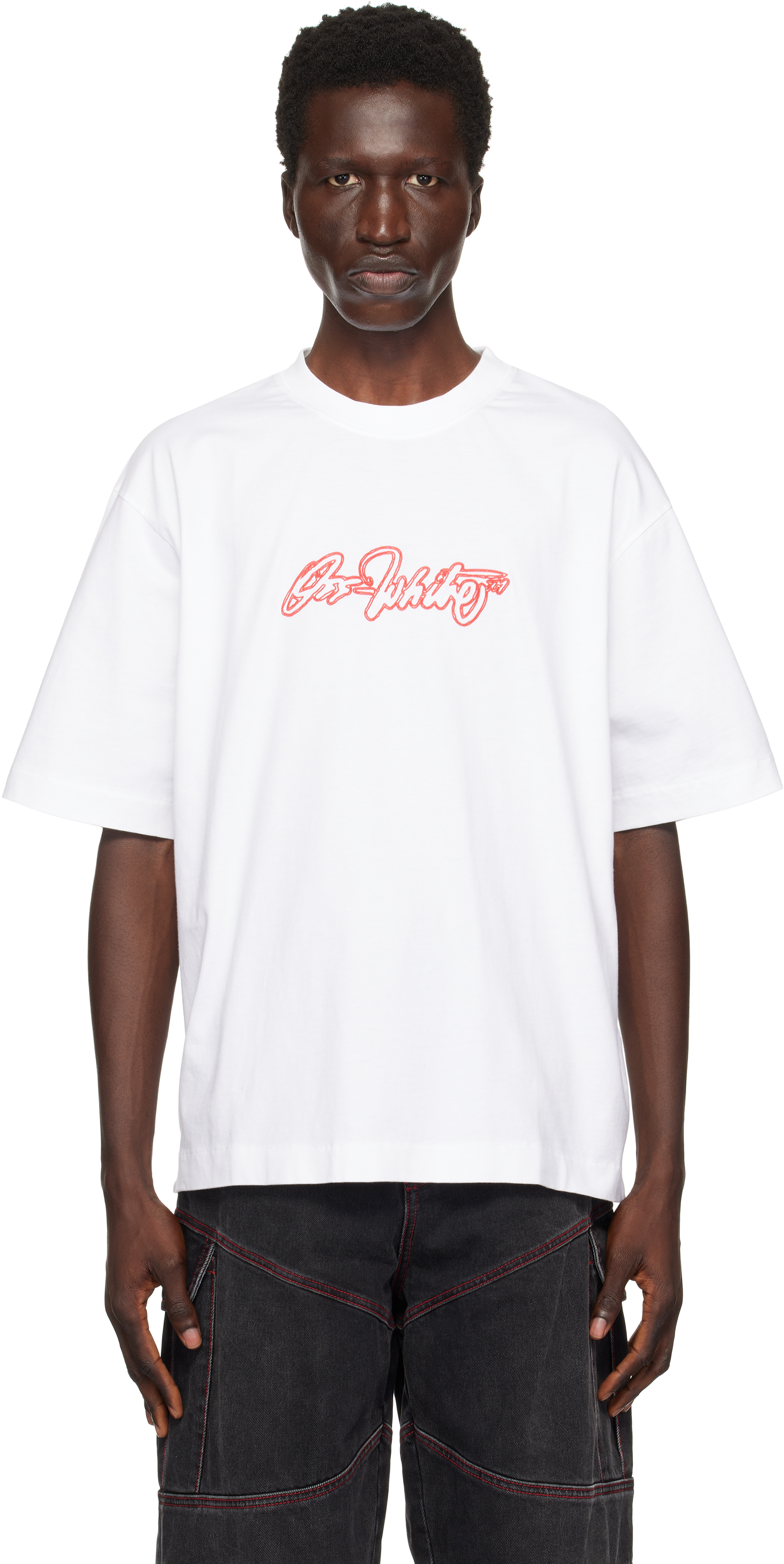 Off-White White Script Outline Skate T-shirt