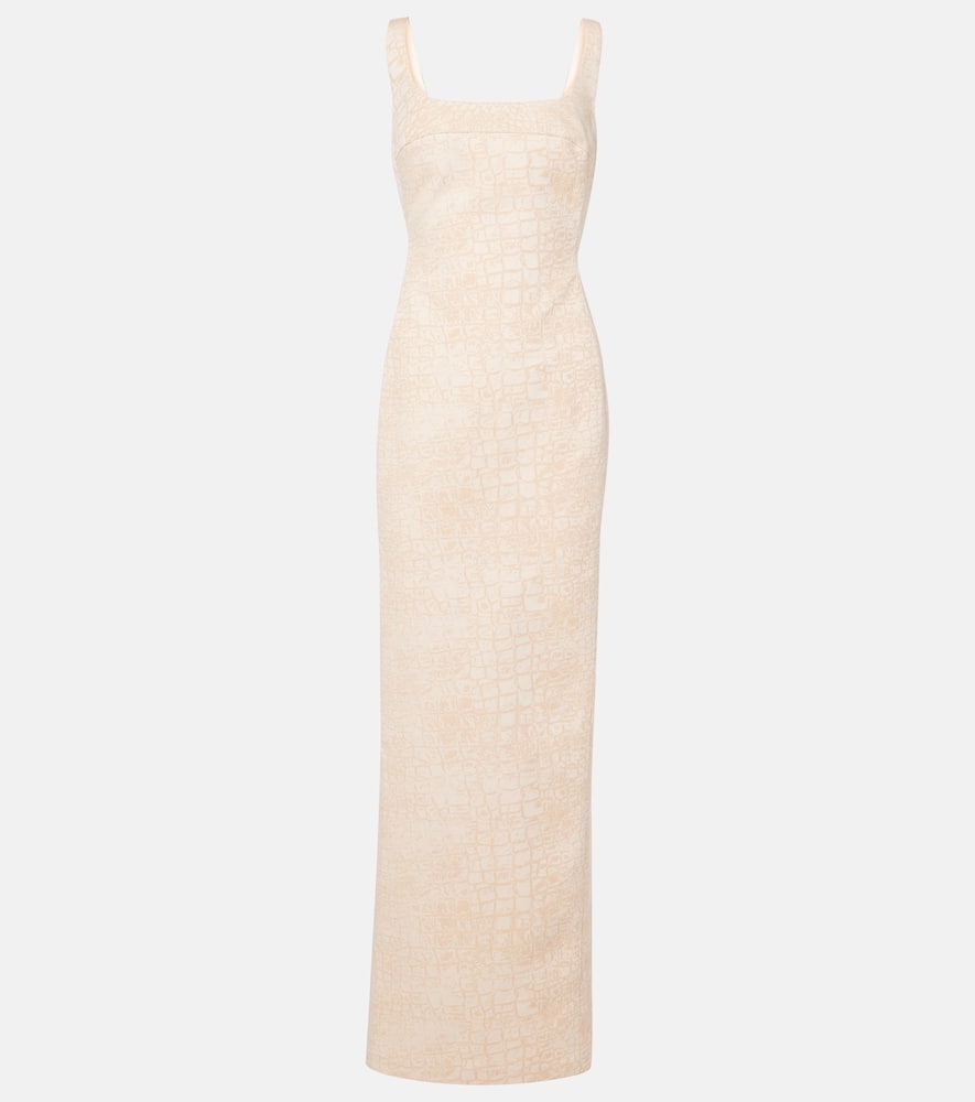 De-Nîmes croc-effect cotton maxi dress