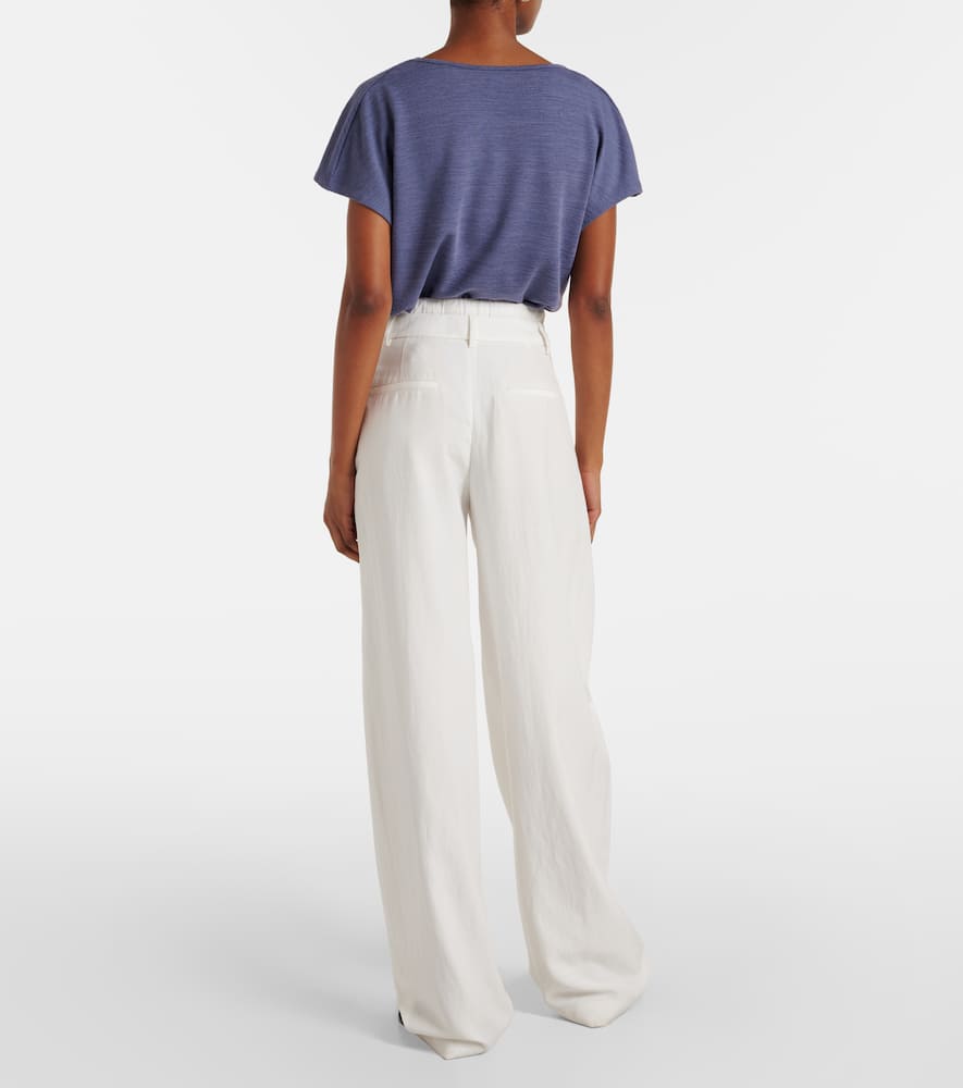 Mid-rise wide-leg pants