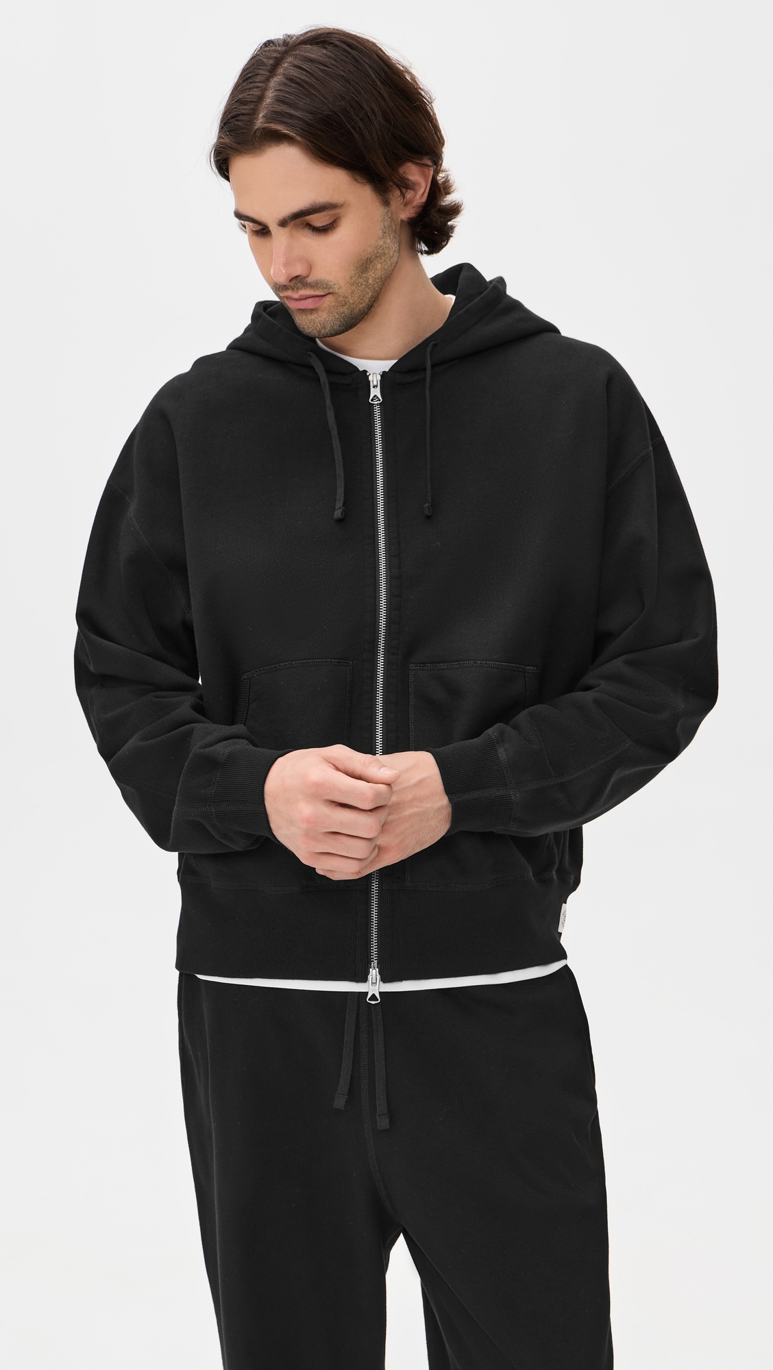 Relaxed Zip Hoodie Black