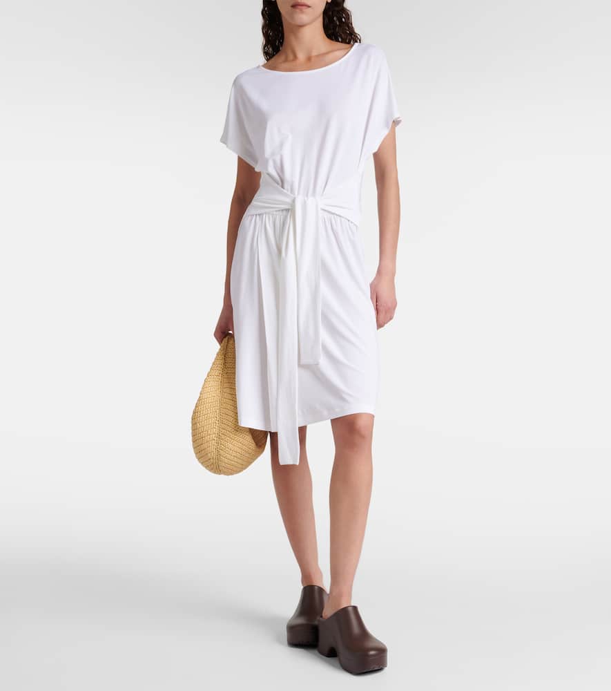 Belted jersey midi dress