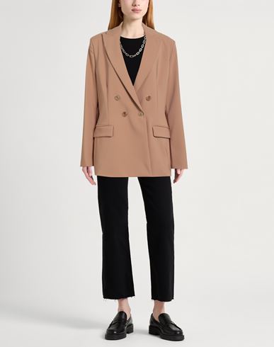 Woman Blazer Sand Size 10 Polyester, Elastane