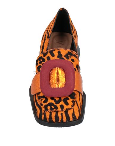 ) Woman Loafers Orange Size 6 Leather