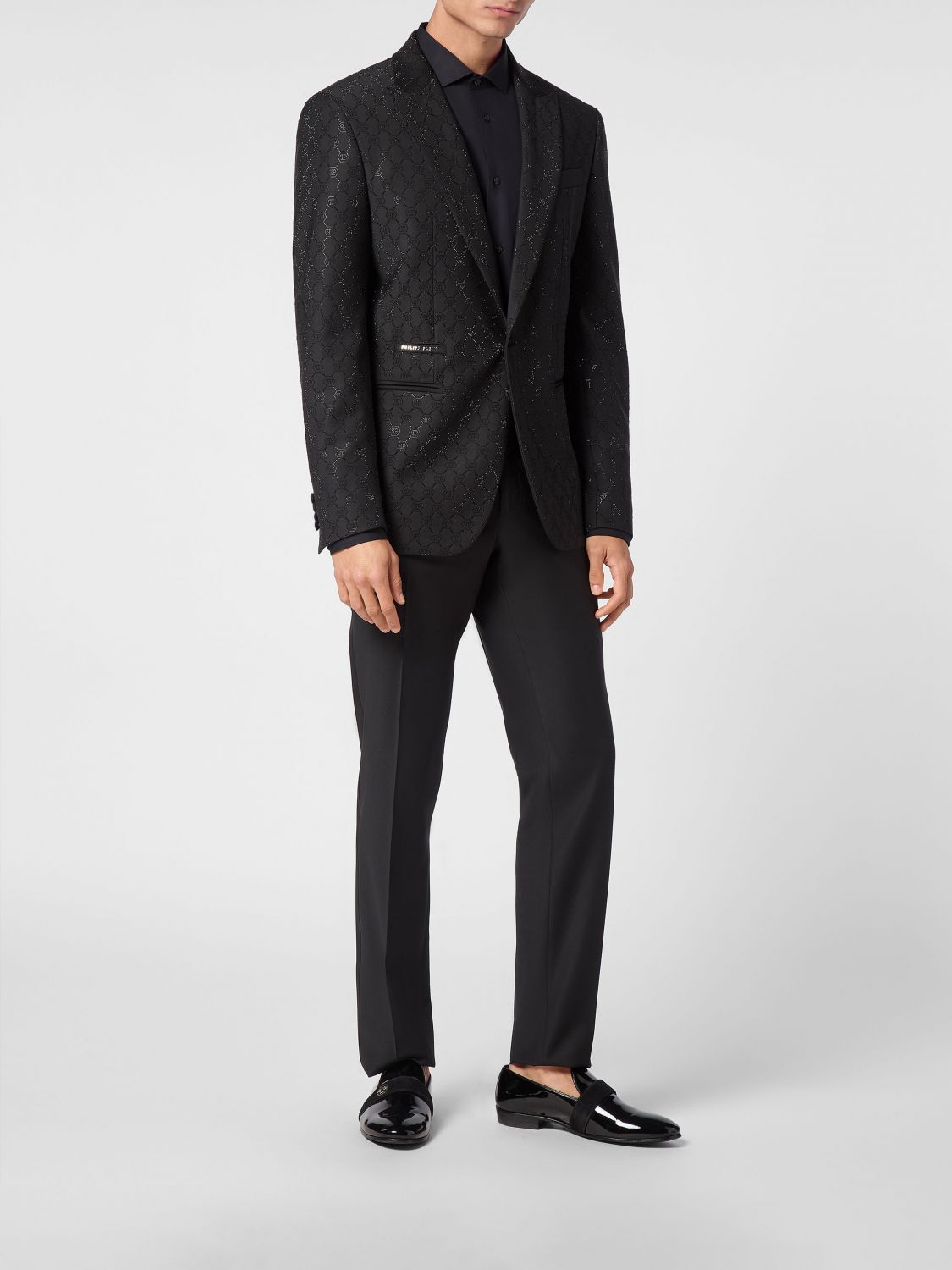 Monogram-pattern blazer - Black