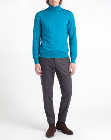 Man Turtleneck Azure Size 42 Wool