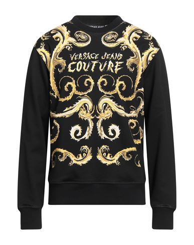 Man Sweatshirt Black Size L Cotton, Elastane