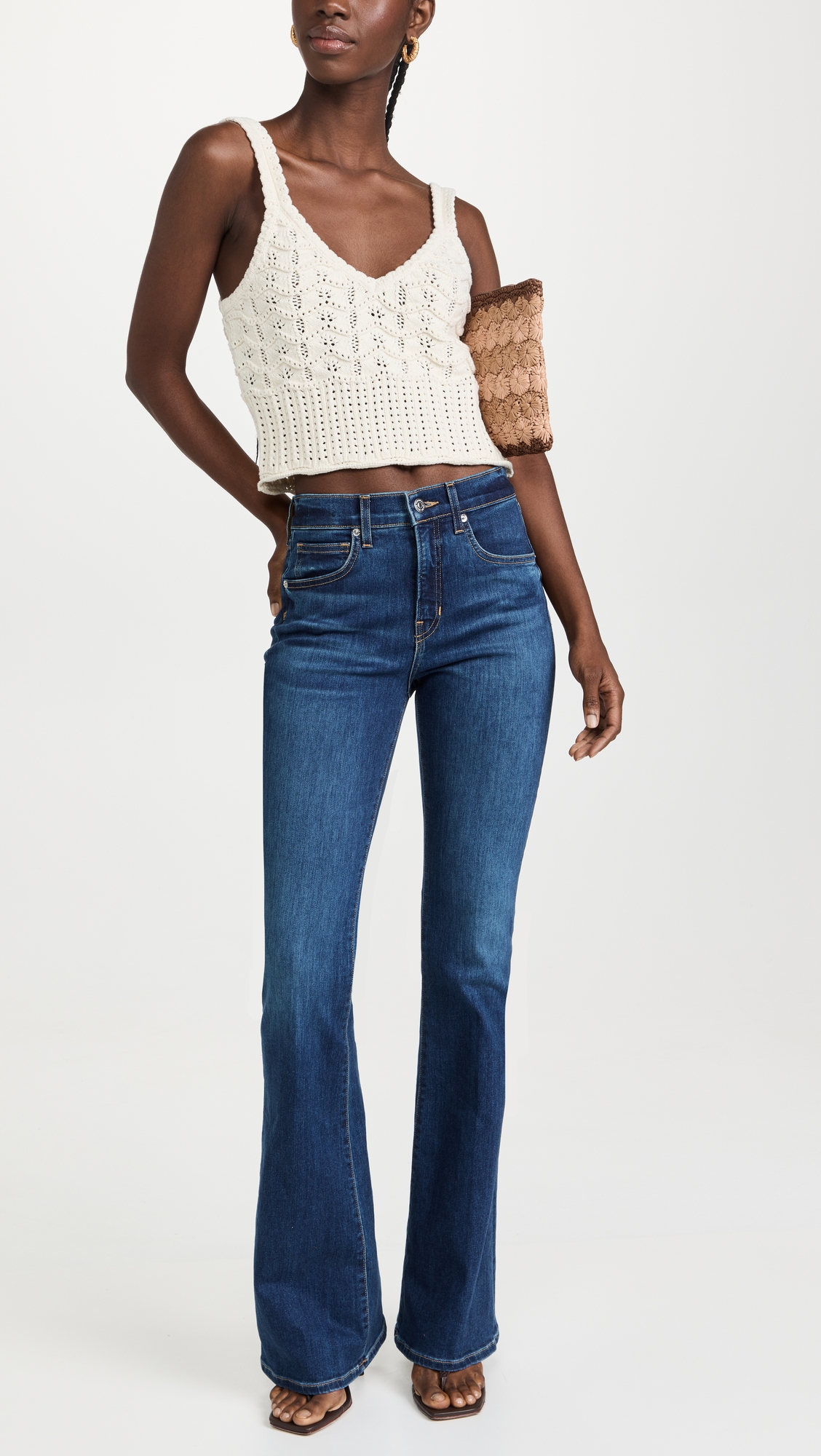 Beverly High Rise Skinny Flare Jeans Bright Blue
