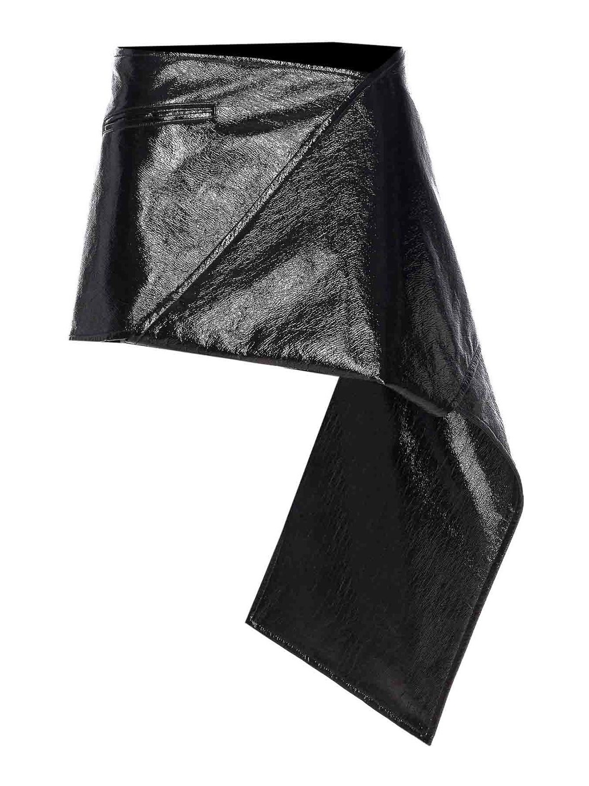 Black Fold Vinyl Mini Skirt